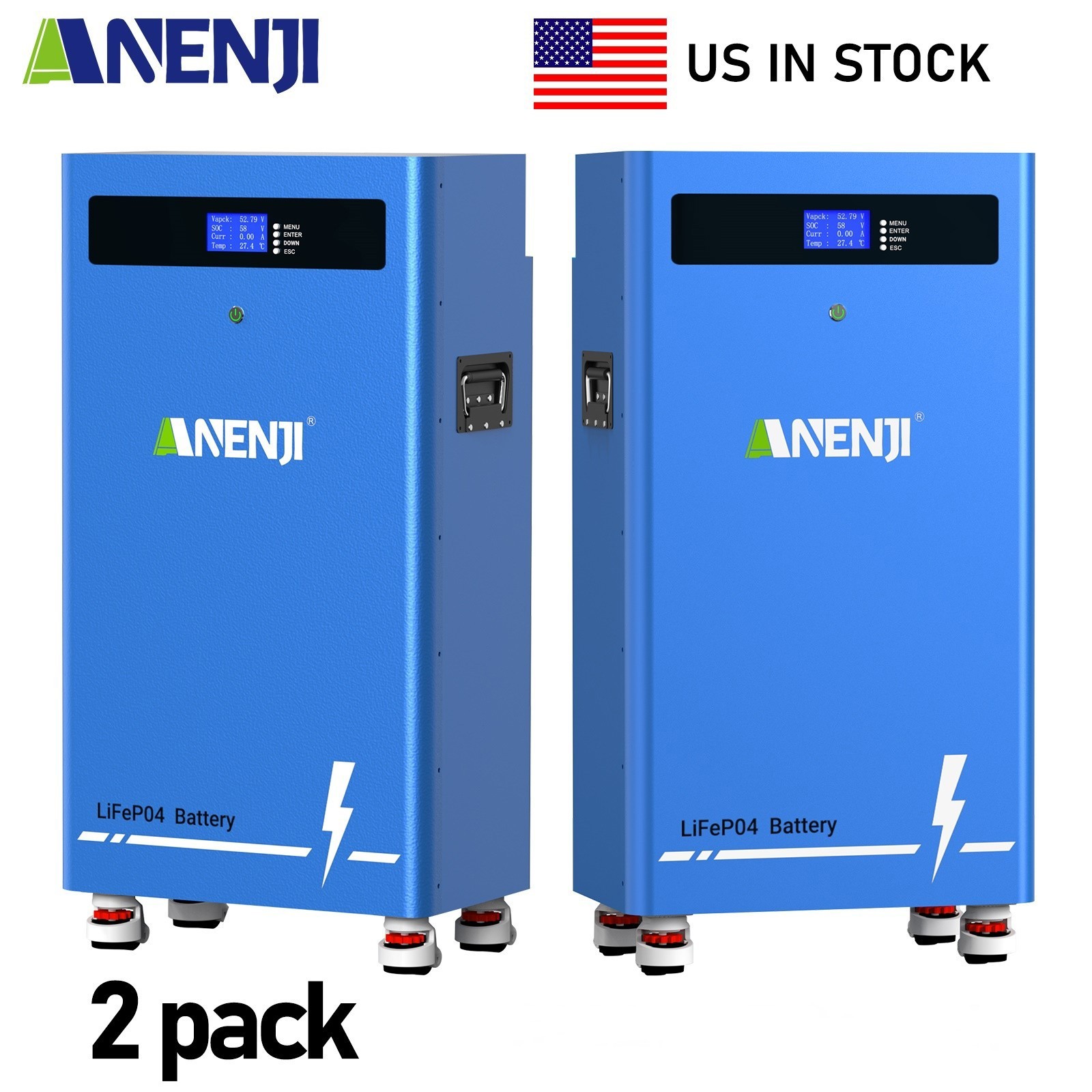 2pcs 16KWh 314Ah 51.2V Lithium Battery LiFePO4 Storage fo RV Home Boat US Stock