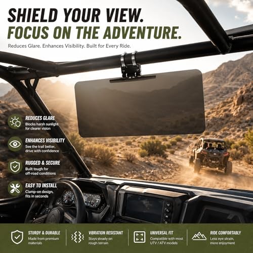 Golf Cart & UTV Sun Visor for 1.5″-2″ Roll Bars (15.7″x7.8″), Anti-Football