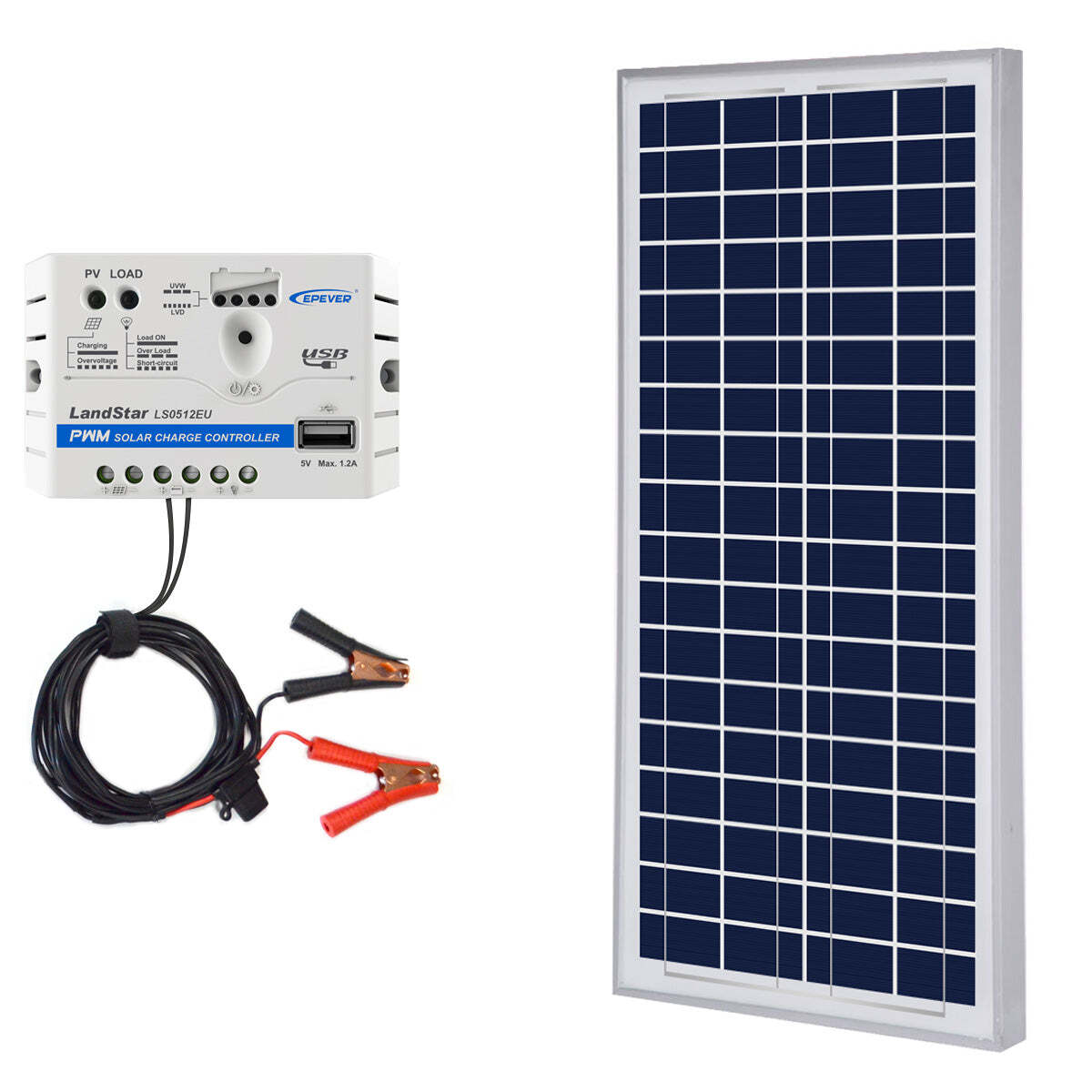 ACOPOWER 35W 12V 5A Controller Solar Charger Kit with Alligator Clips
