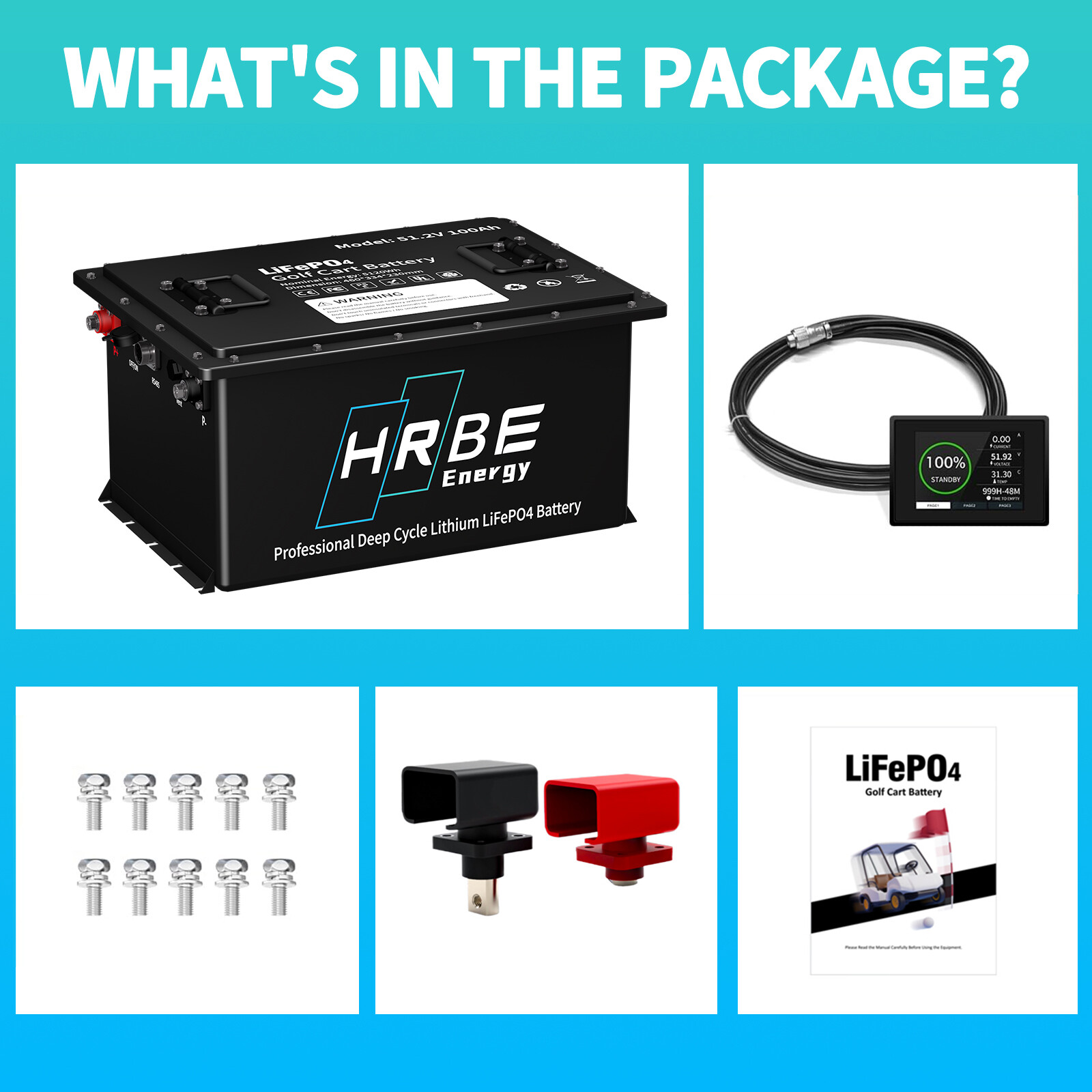 36V 100Ah 48V 100A Golf Cart Lithium LiFePO4 Battery 200A BMS 15000+ Deep Cycle