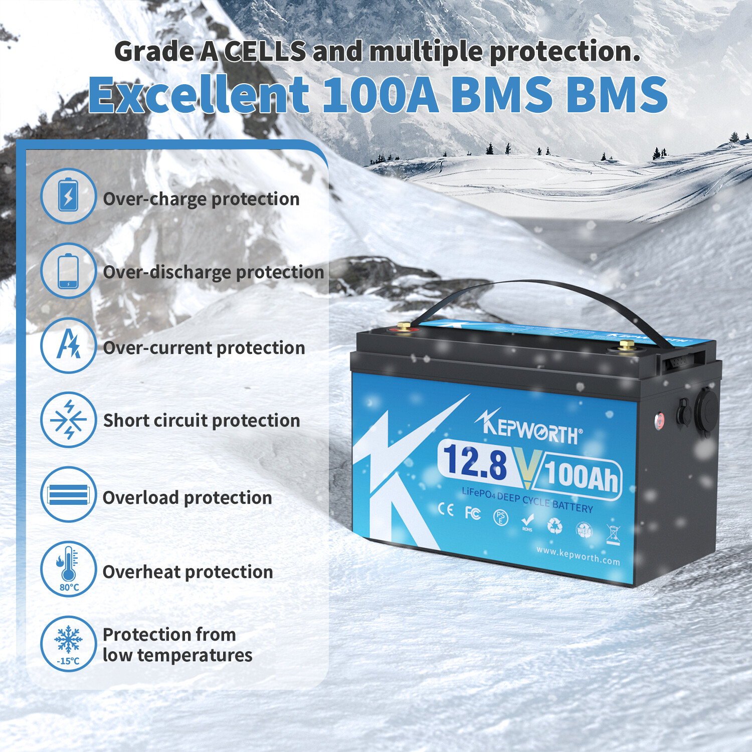 12V 100Ah LiFePO4 Battery BMS Solar 20000+Deep Cycle RV Camper Trolling motor
