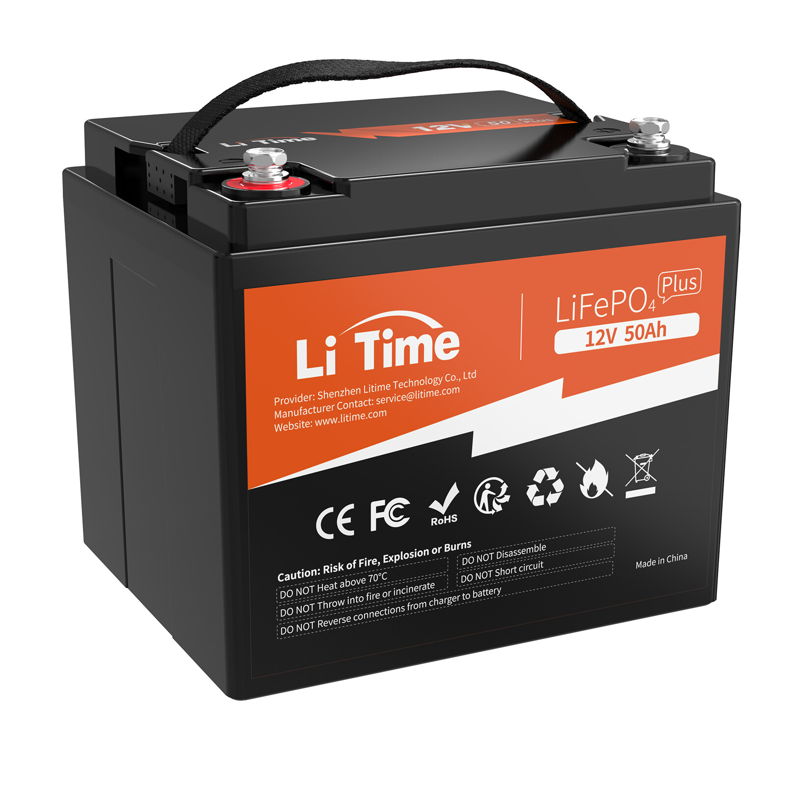 Litime 12V 50Ah LiFePO4 Lithium Battery for RV Trolling Motor Marine Solar