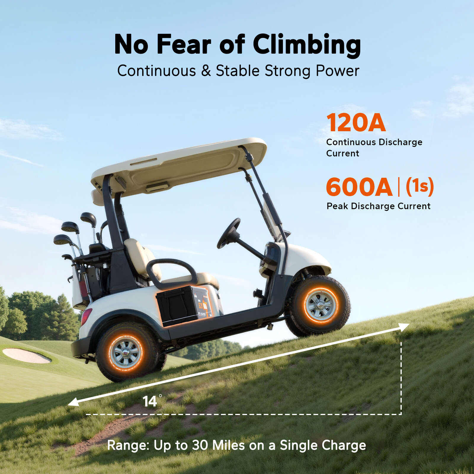 LiTime 48V 60Ah COM Lithium Golf Cart Battery with 18A Charger+Monitor Set Kit