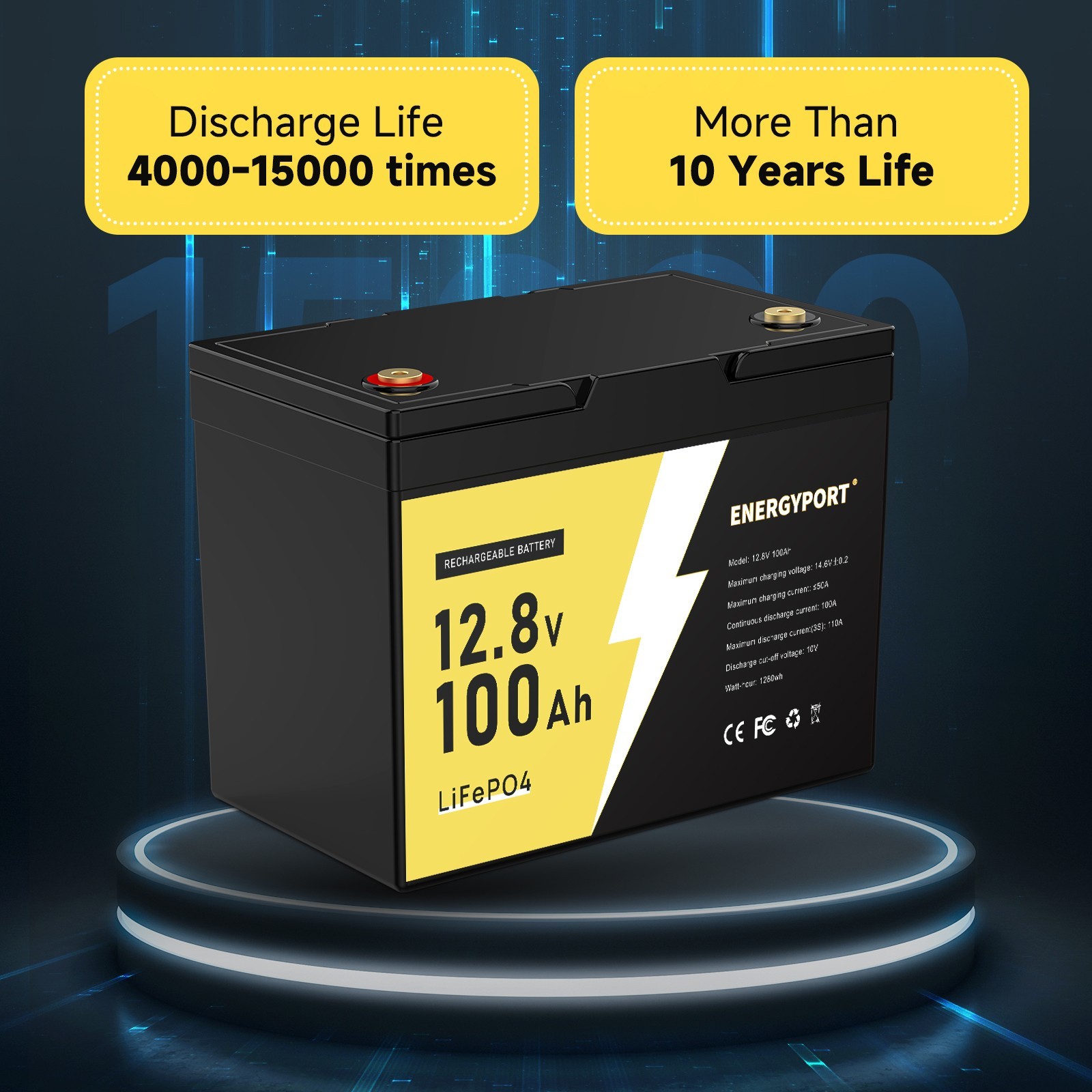 Lot 12V 100Ah LiFePO4 Lithium Battery BMS 5000+ for RV Marine Solar Off-grid