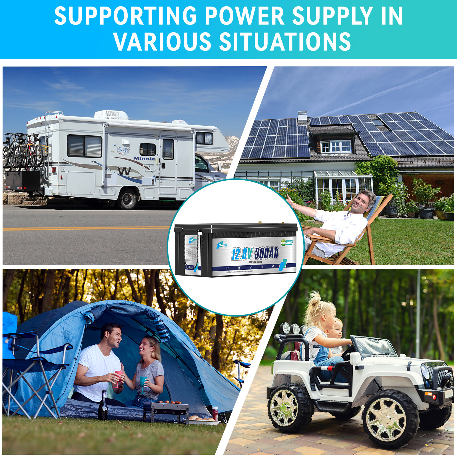 12V 100Ah 140AH 300AH LiFePO4 Lithium Battery Deep Cycle BMS for Solar RV Boat