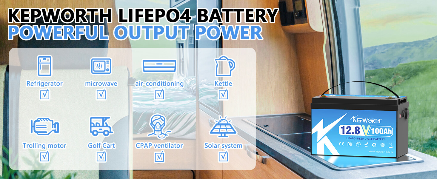 12V 100Ah LiFePO4 Battery BMS Solar 10 years lifespan 20000+Deep Cycle RV Camper