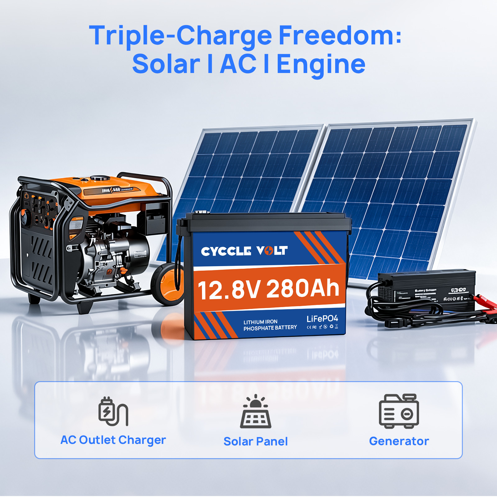 12V 280Ah Lithium LiFePO4 3584Wh Battery Deep Cycle 200A BMS For RV Marine Solar