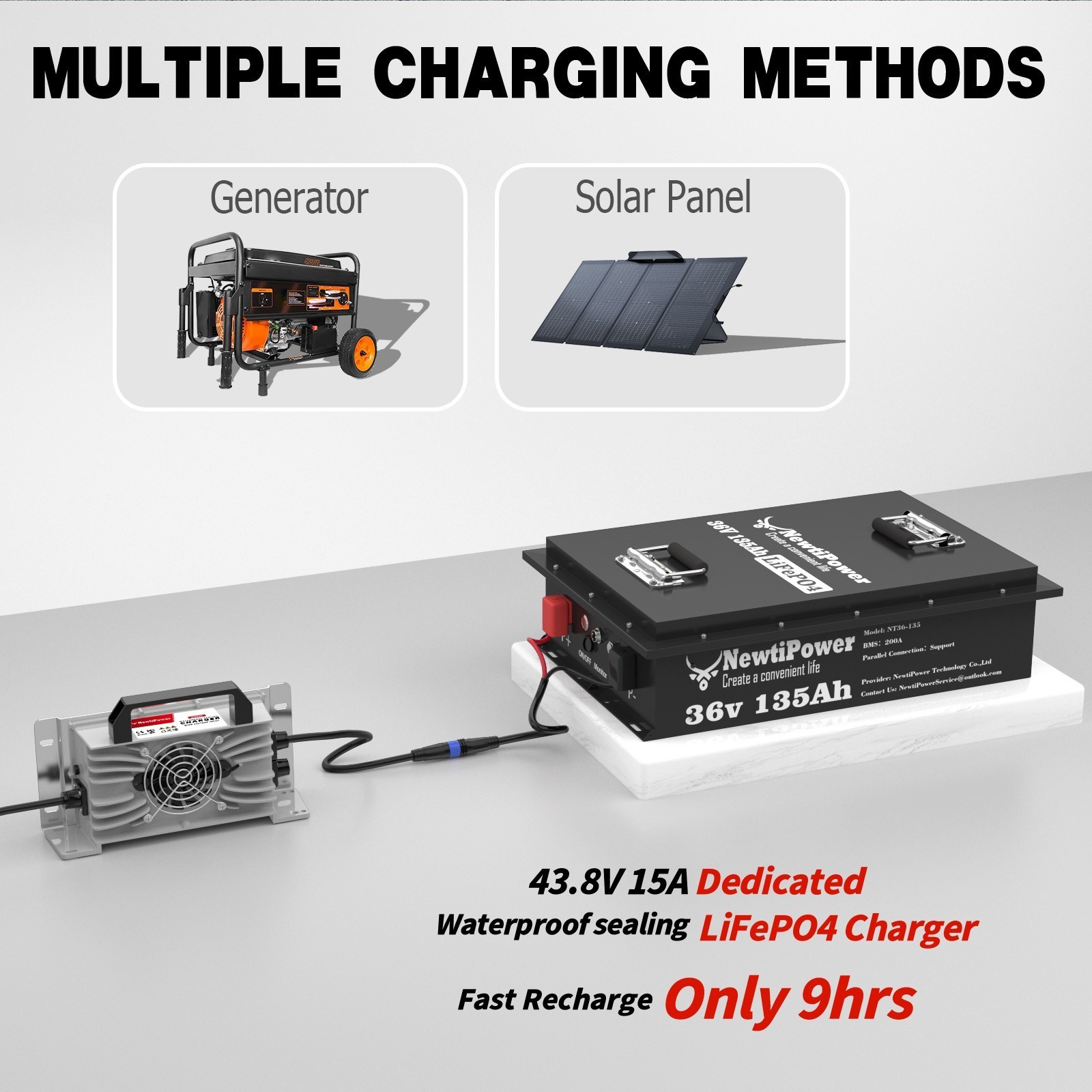 36V 135Ah LiFePO4 Lithium Battery Metal Case Golf Cart Solar Off-Grid Marine RV