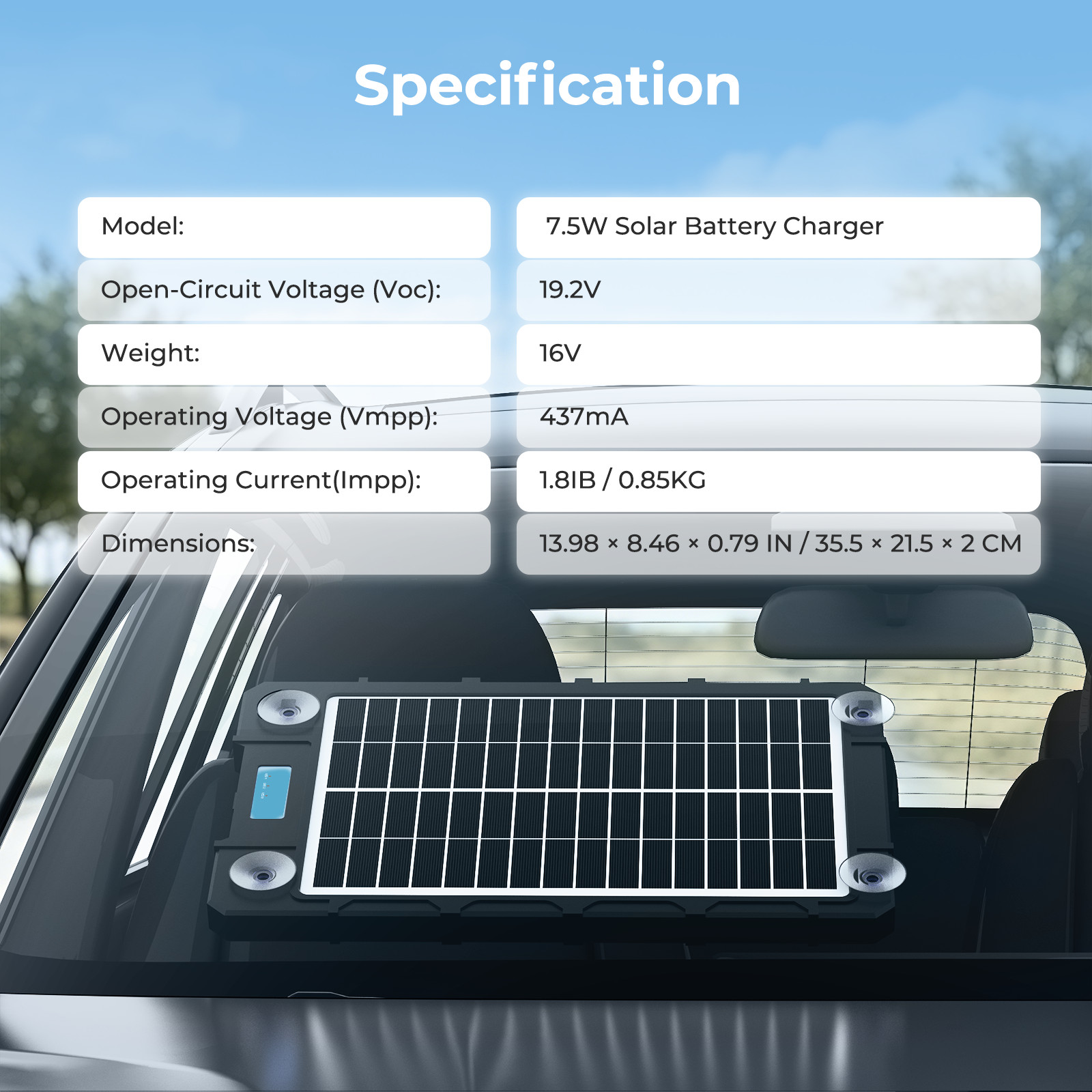 7.5W Solar Panel Kit Battery Charger Trickle Charger 12V Portable Kit for Car RV