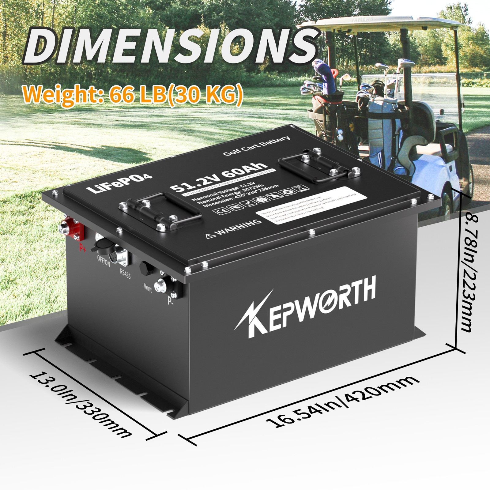48V 60Ah LiFePO4 Bluetooth Lithium Battery Charger Golf Cart Sloar Van Off-Grid
