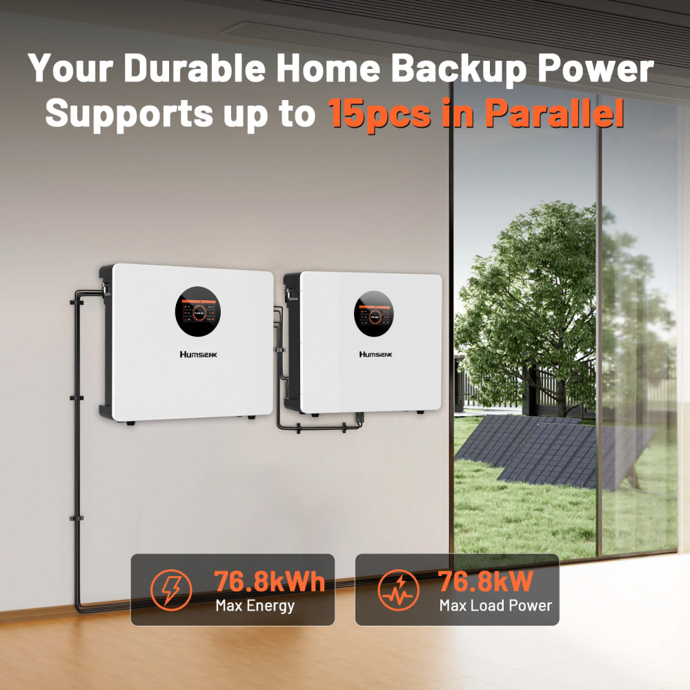 Humsienk 48V 100Ah 5120Wh Battery Wall-mounted +Double-ended Quick-Connect Cable