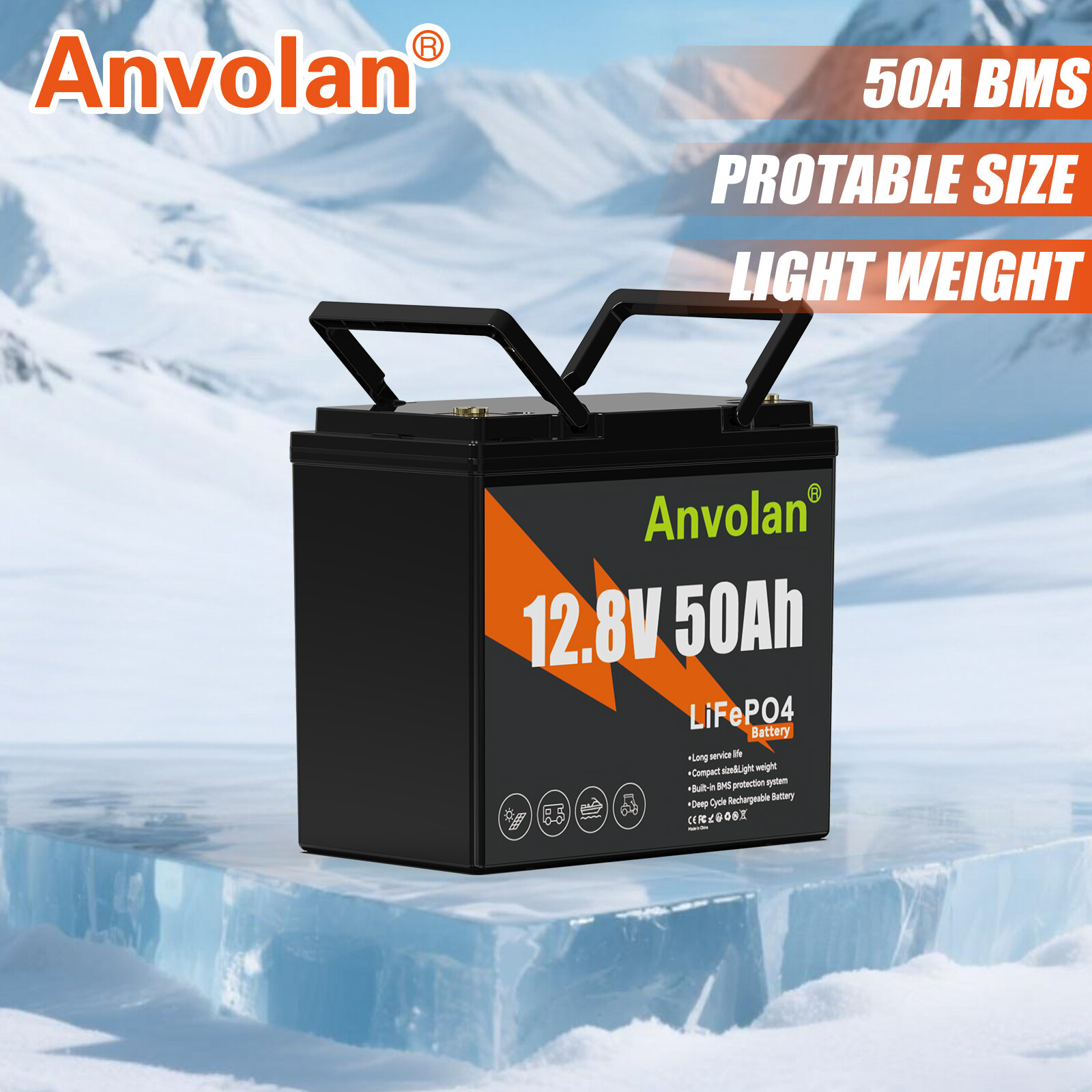12V 50Ah Lithium LiFePO4 Deep Cycles Battery with BMS for Trolling Motor