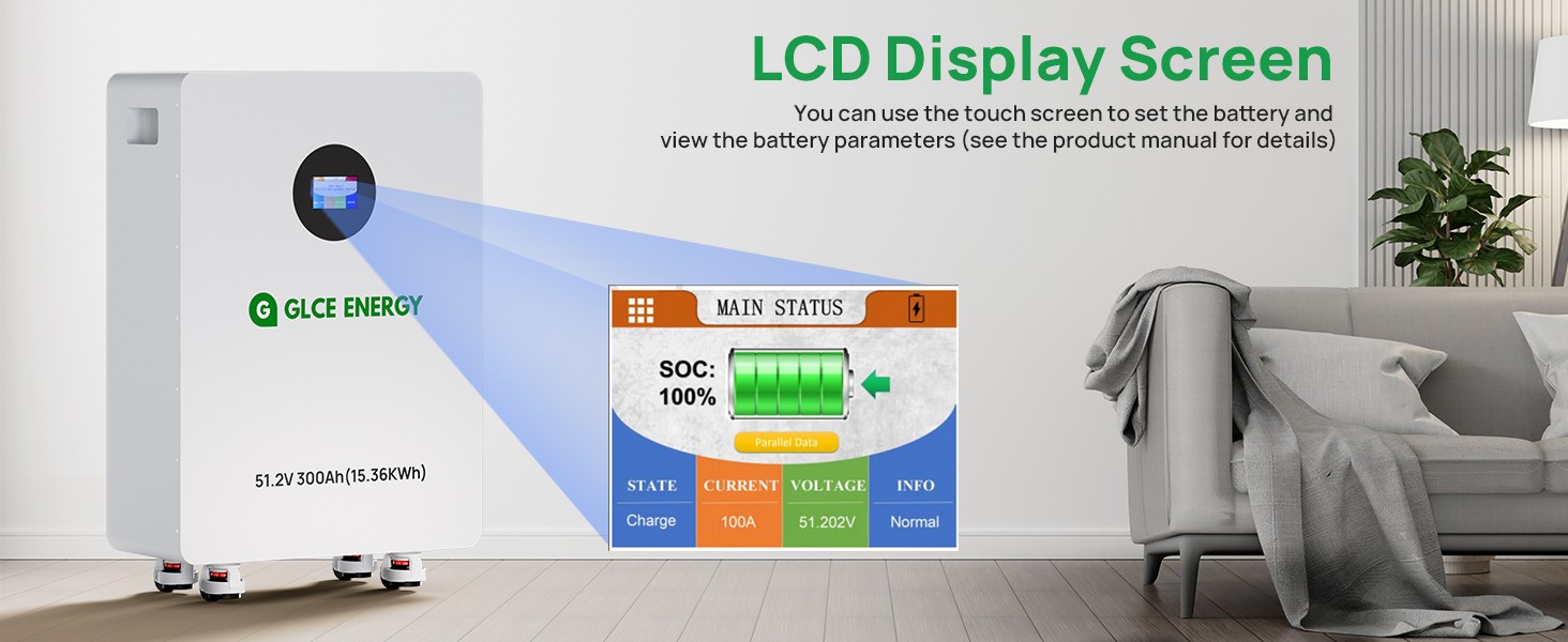 48V 300Ah LiFePO4 Lithium Battery 15.36kWh Capacity Bluetooth for Off-Grid Solar