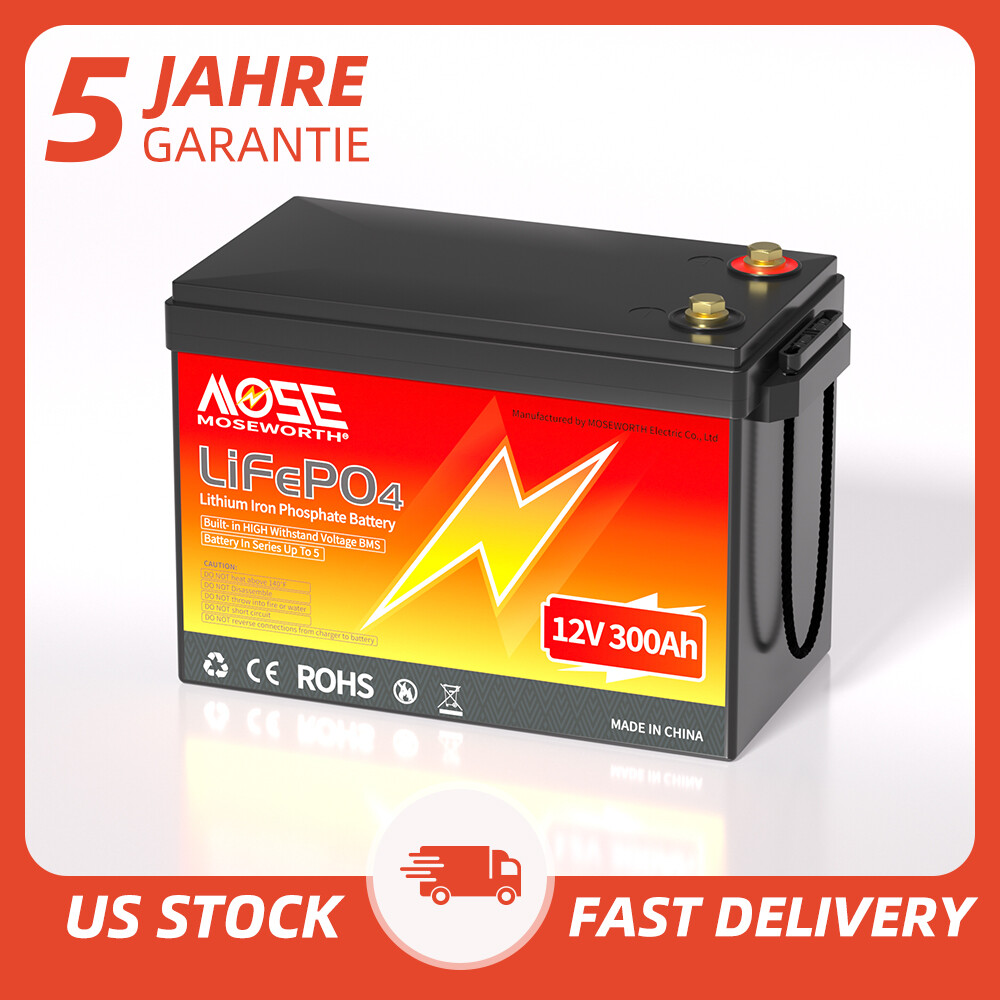 4Pack x 12V 300AH LiFePO4 Lithium Battery 15000+Cycles 200A BMS RV Marine Solar