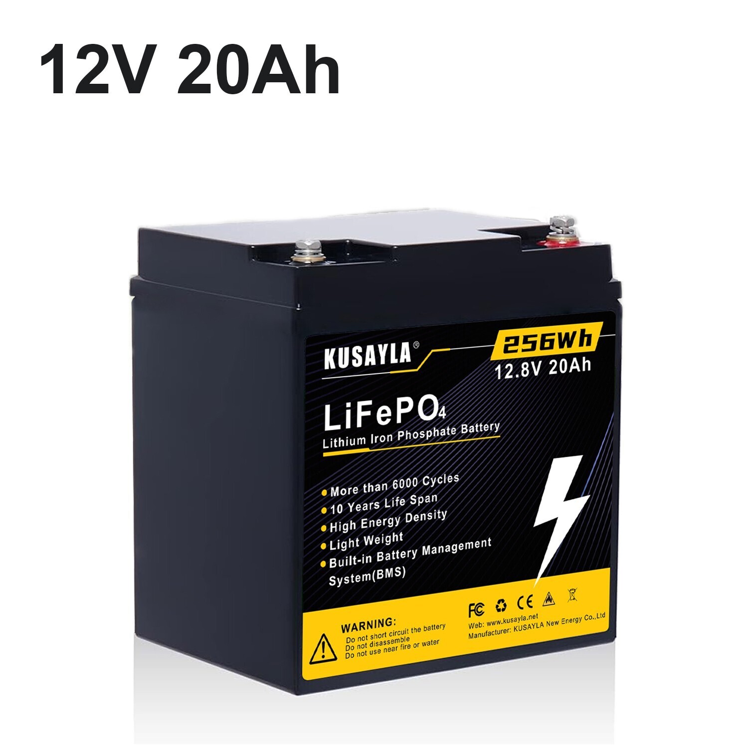 LiFePO4 Battery 12V 20Ah Lithium Battery Deep Cycle for RV Off Grid Solar