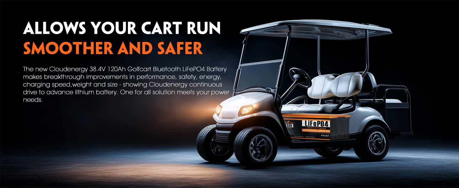 Cloudenergy 48V(51.2V) 105AH LiFePO4 Lithium Golf Cart Battery Built-in 250A BMS