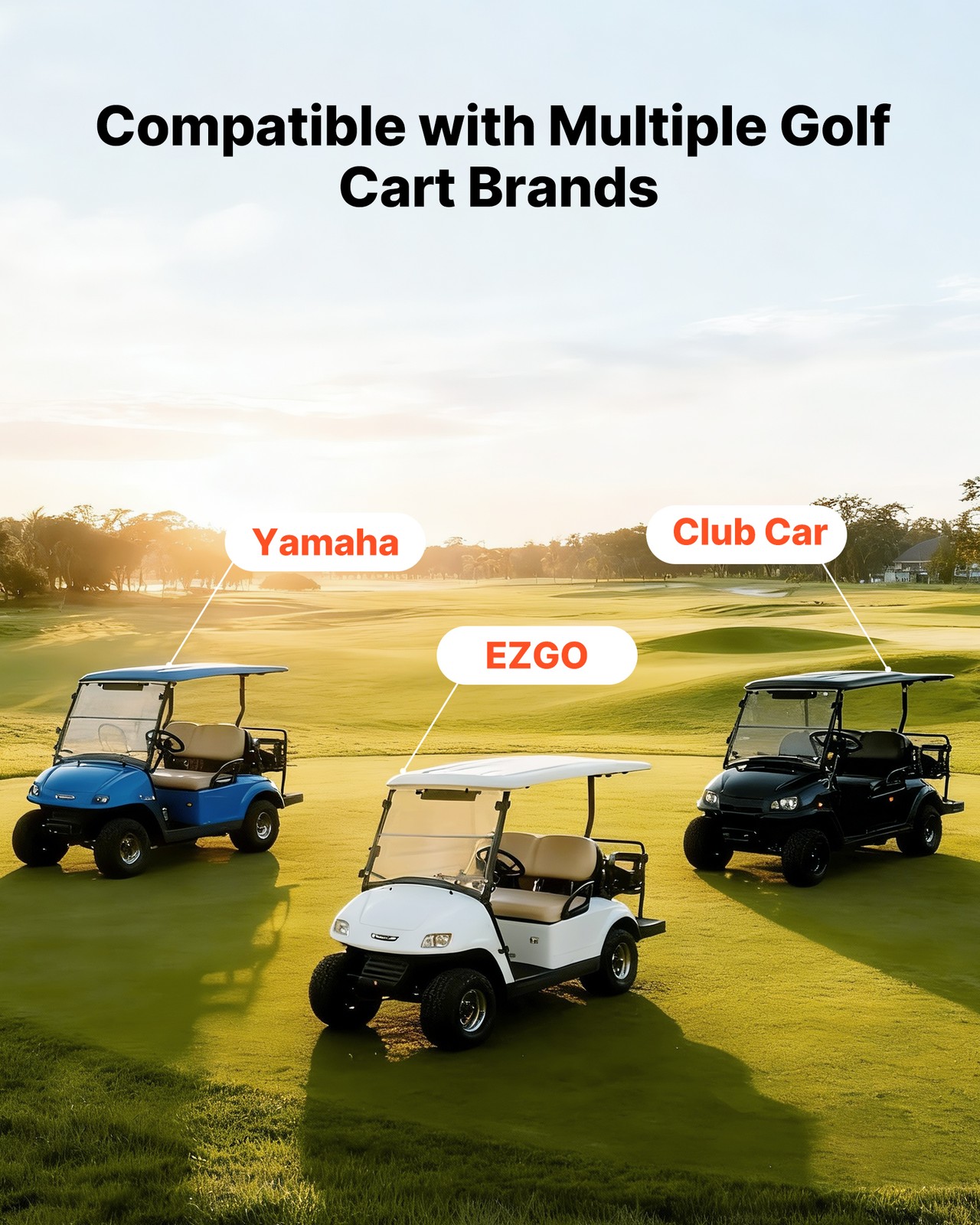 VEVOR 48V 51.2V 52AH Lithium Golf Cart Battery Lifepo4 15A Charger Bluetooth APP