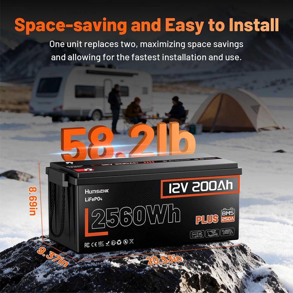 2560Wh 12V 200Ah Plus Lithium LiFePO4 Battery 250A BMS Boat Camping RVs Off-Grid