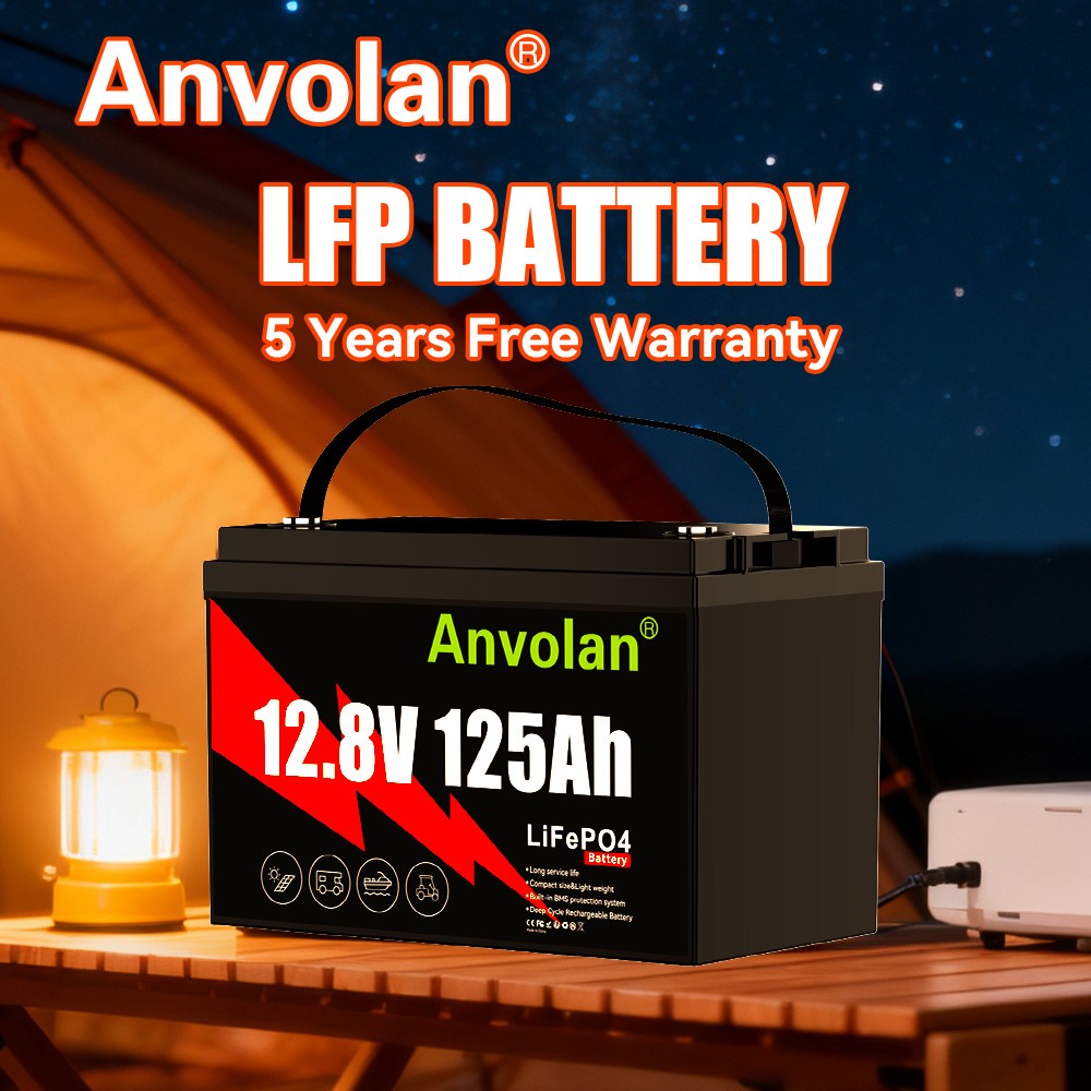 12V 125AH 1600Wh LiFePO4 Lithium Battery Low-Temp For RV Solar Panel Off-grid