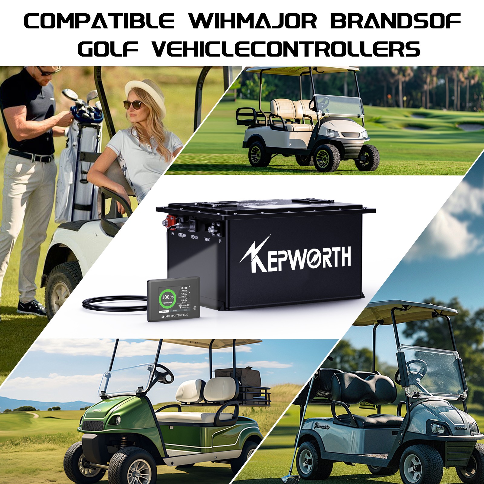 48V 105Ah Battery LiFePO4 Lithium Golf Cart 200A BMS 20000+Cycles +Monit+Charger