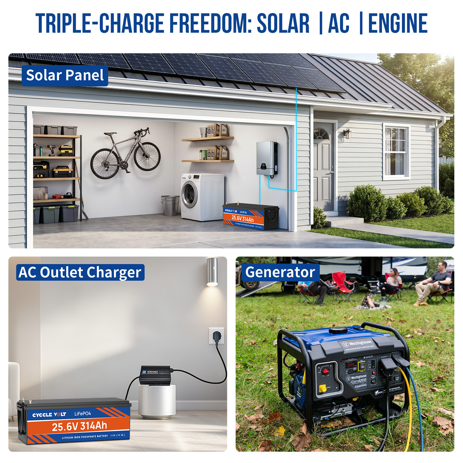 24V 314Ah LiFePO4 Battery 8kWh 200A BMS 15000+ Deep Cycle For RVs Solar Off-grid