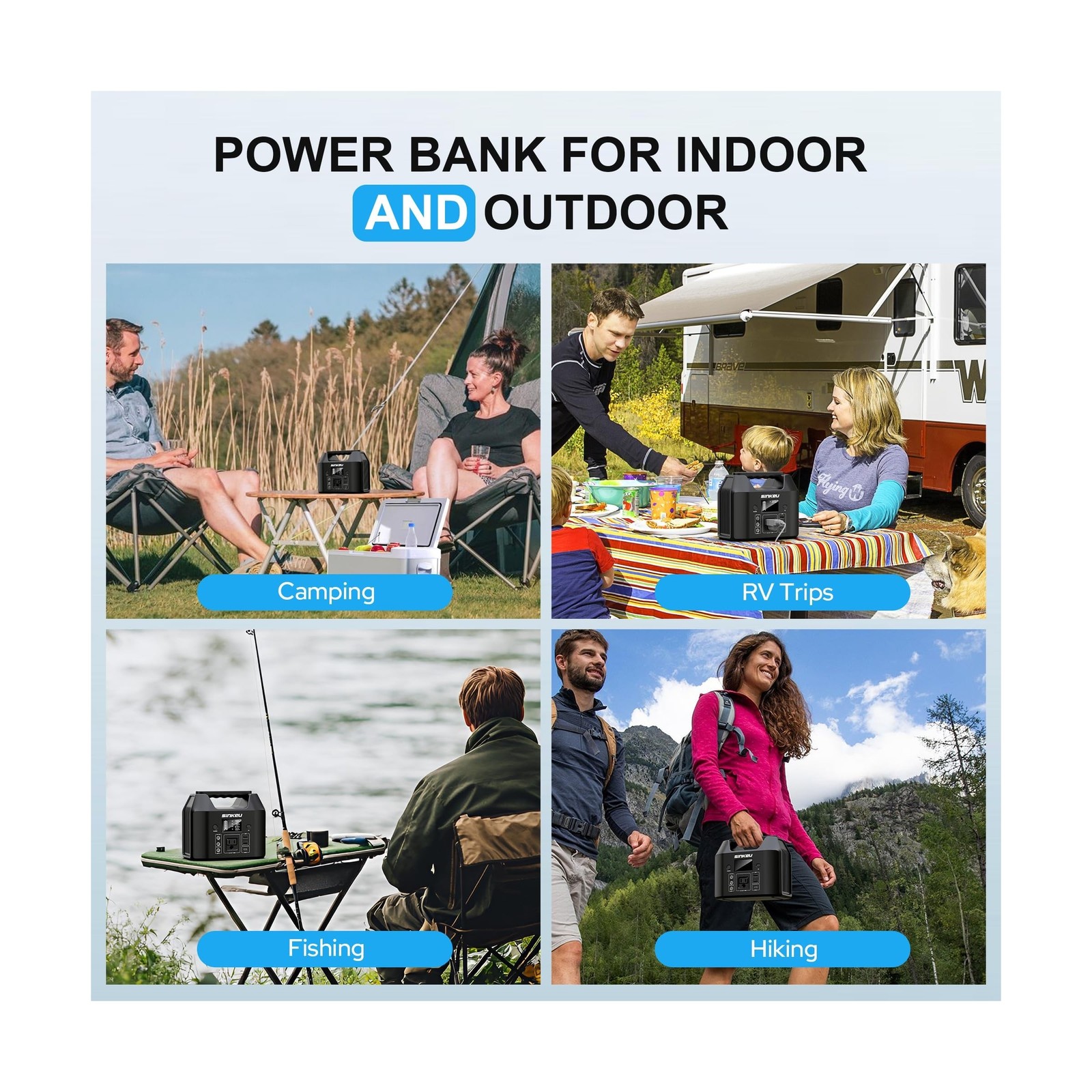 SinKeu Portable Power Station 122.8Wh, LiFePO4 Battery Solar Generator for Ho…