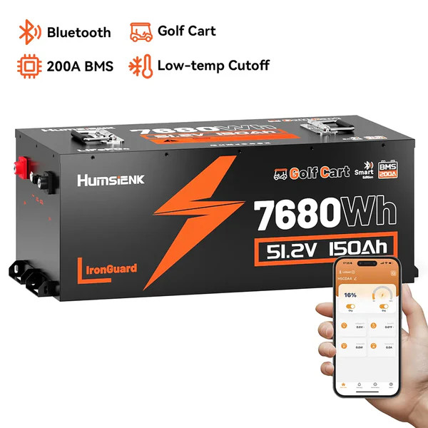 48V 150Ah 7680Wh LiFePO4 Lithium Battery Golf Cart Battery Blade Cell Metal Case