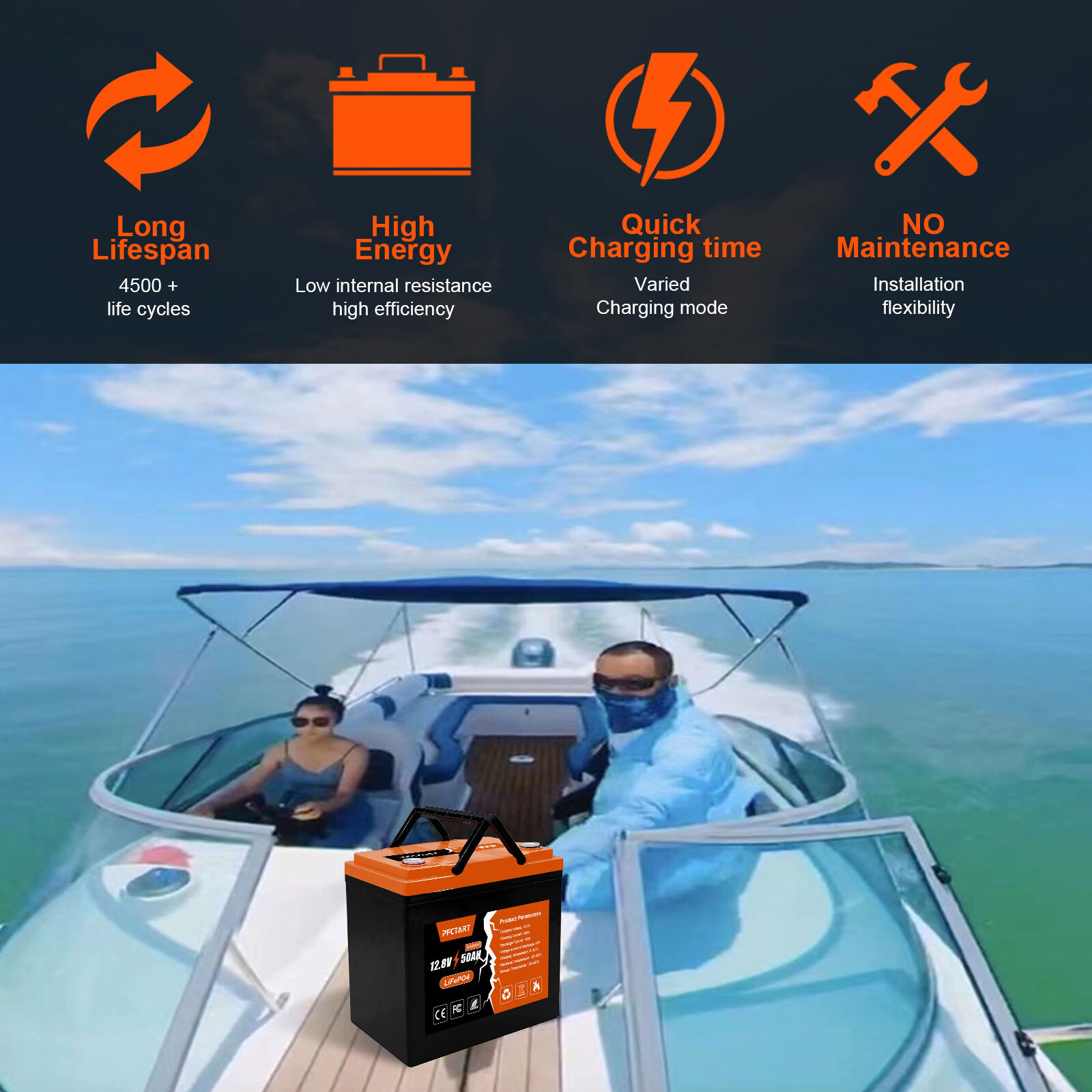 12V 20AH 24AH 30AH 50AH LiFePO4 Lithium Battery BMS For RV Solar Panel Golf Cart