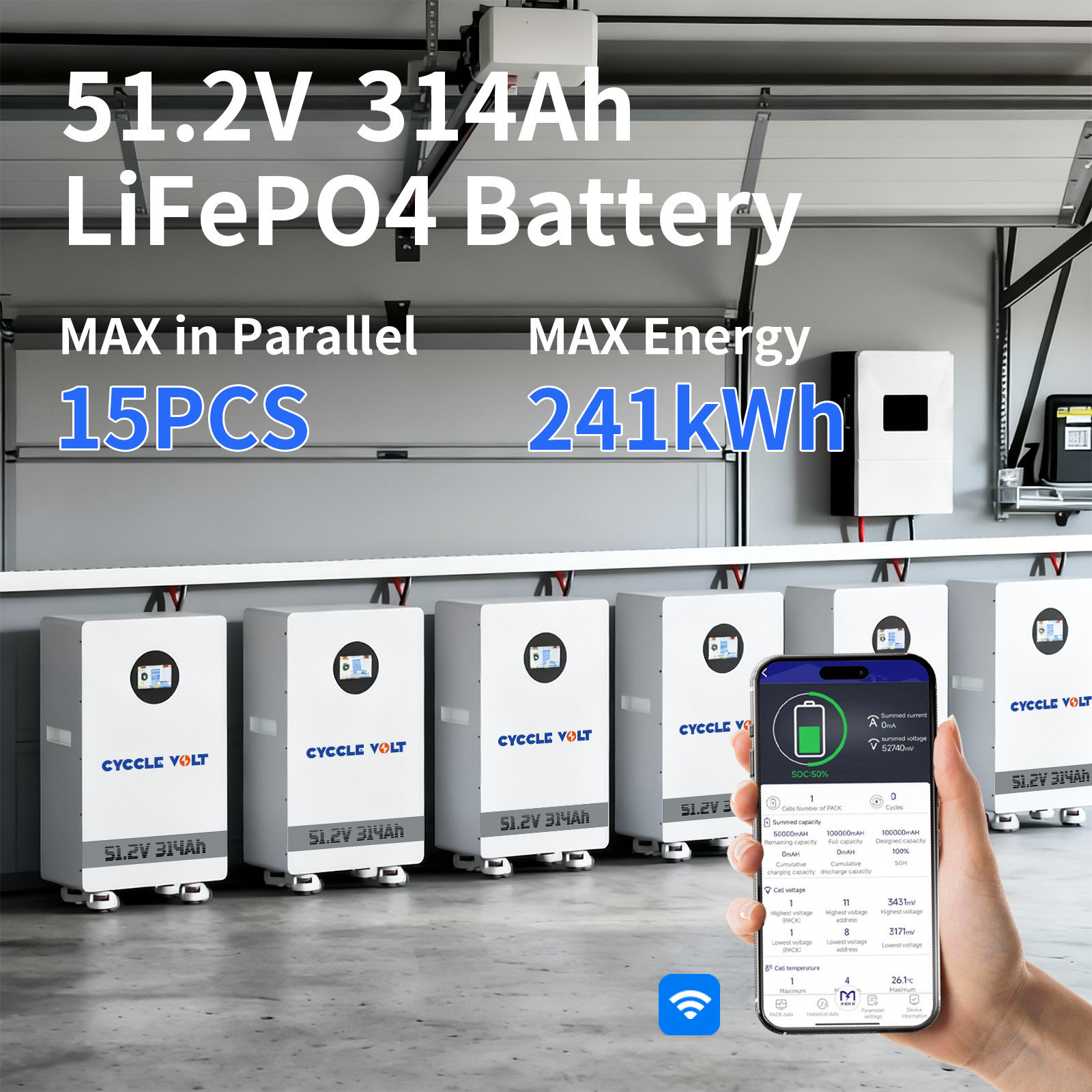 16kWh 48V 300Ah 314Ah LiFePO4 Lithium Battery For RV Home Solar Energy Storage