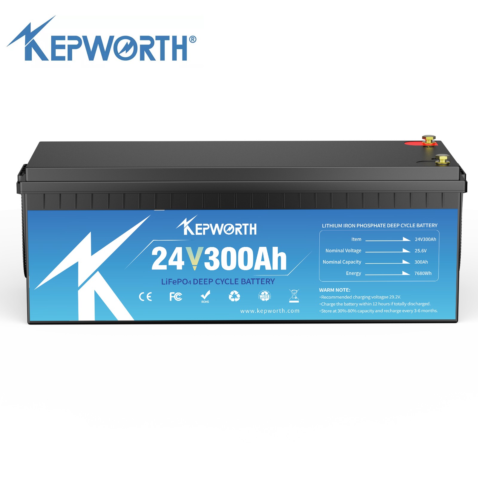24V 300Ah LiFePO4 Lithium Battery 7.68Kw 200A BMS for Off Grid RV Solar