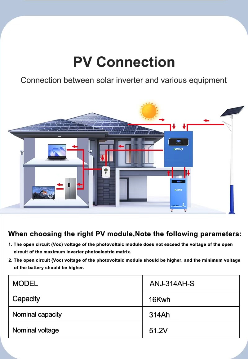 6.2KW 48V Solar Inverter Hybrid WIFI+16KWh 51.2V 314Ah LiFePO4 Lithium Battery