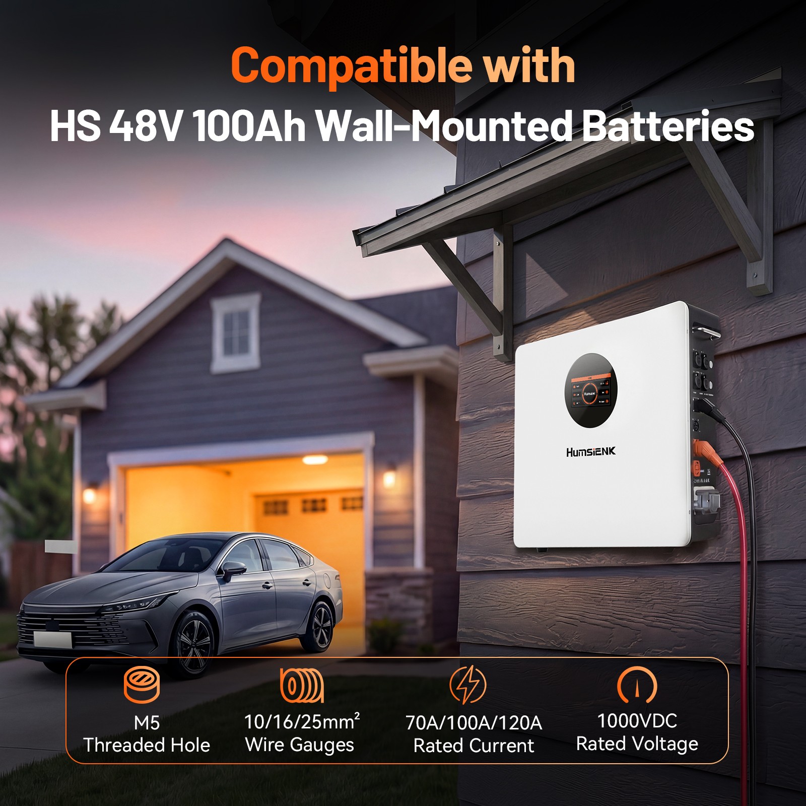 Humsienk Quick-Connect Cable 1000V DC IP67 for 48V 100Ah Battery