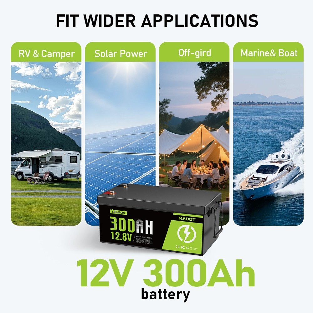 12V 100Ah 200Ah 300Ah LiFePO4 Lithium Battery BMS for RV Solar Trolling Motor