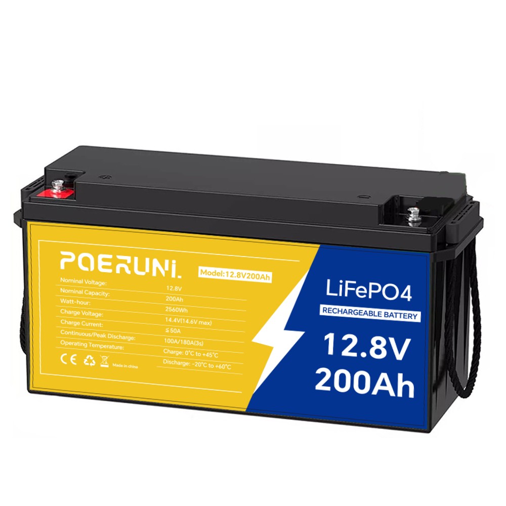 12.8V 200Ah LiFePO4 Lithium Battery 2.56kWh 15000+ Deep Cycles Built-in BMS