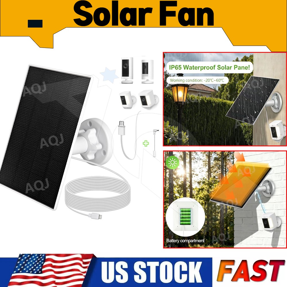 3W Solar Panel For Ring Cameras Weather Resistant Easy Install