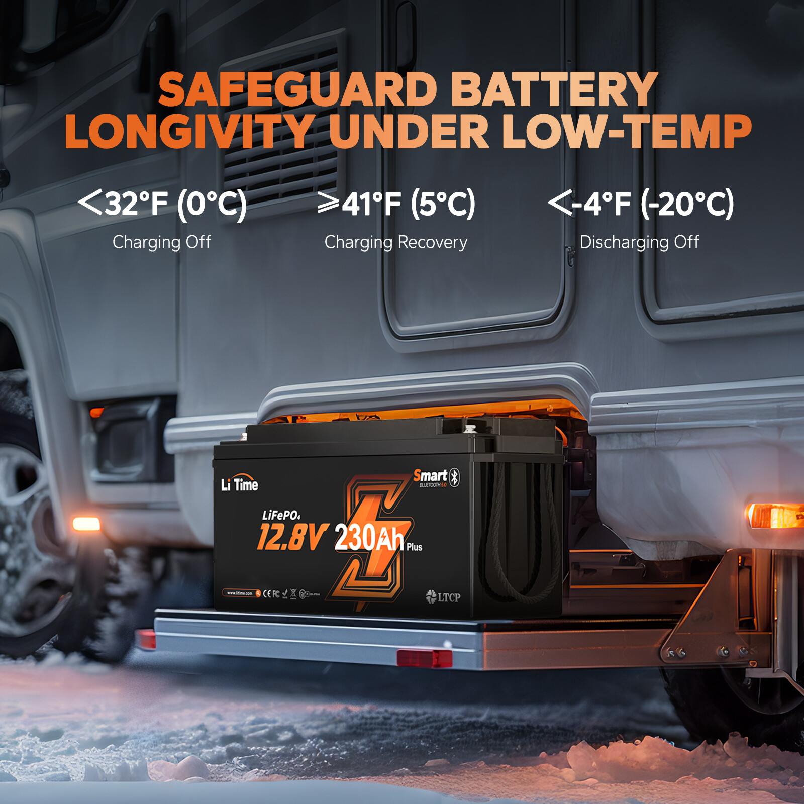 LiTime 12V 230Ah Bluetooth Low Temp LiFePO4 Lithium Battery For RV Marine Home