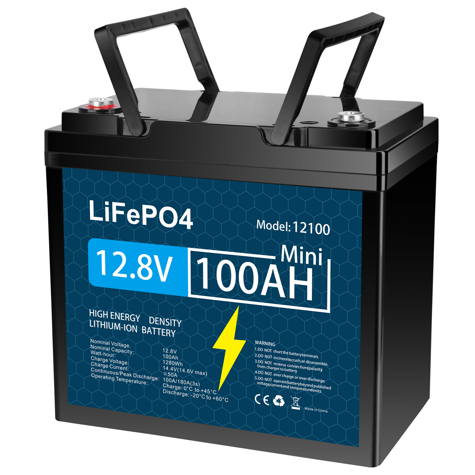 LiFePO4 Lithium Battery 12V 100Ah 50Ah 30Ah with BMS for RV Trolling Motor US