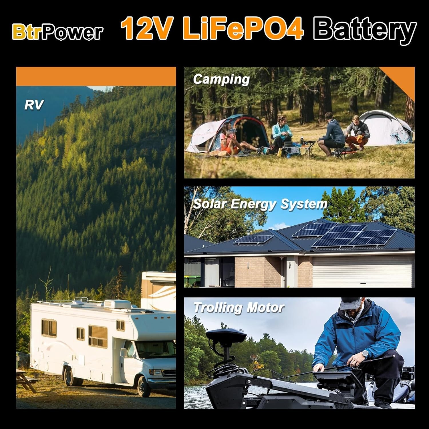 12V 100Ah LiFePO4 Battery Lithium Iron Phosphate for RV Marine Solar System 100A