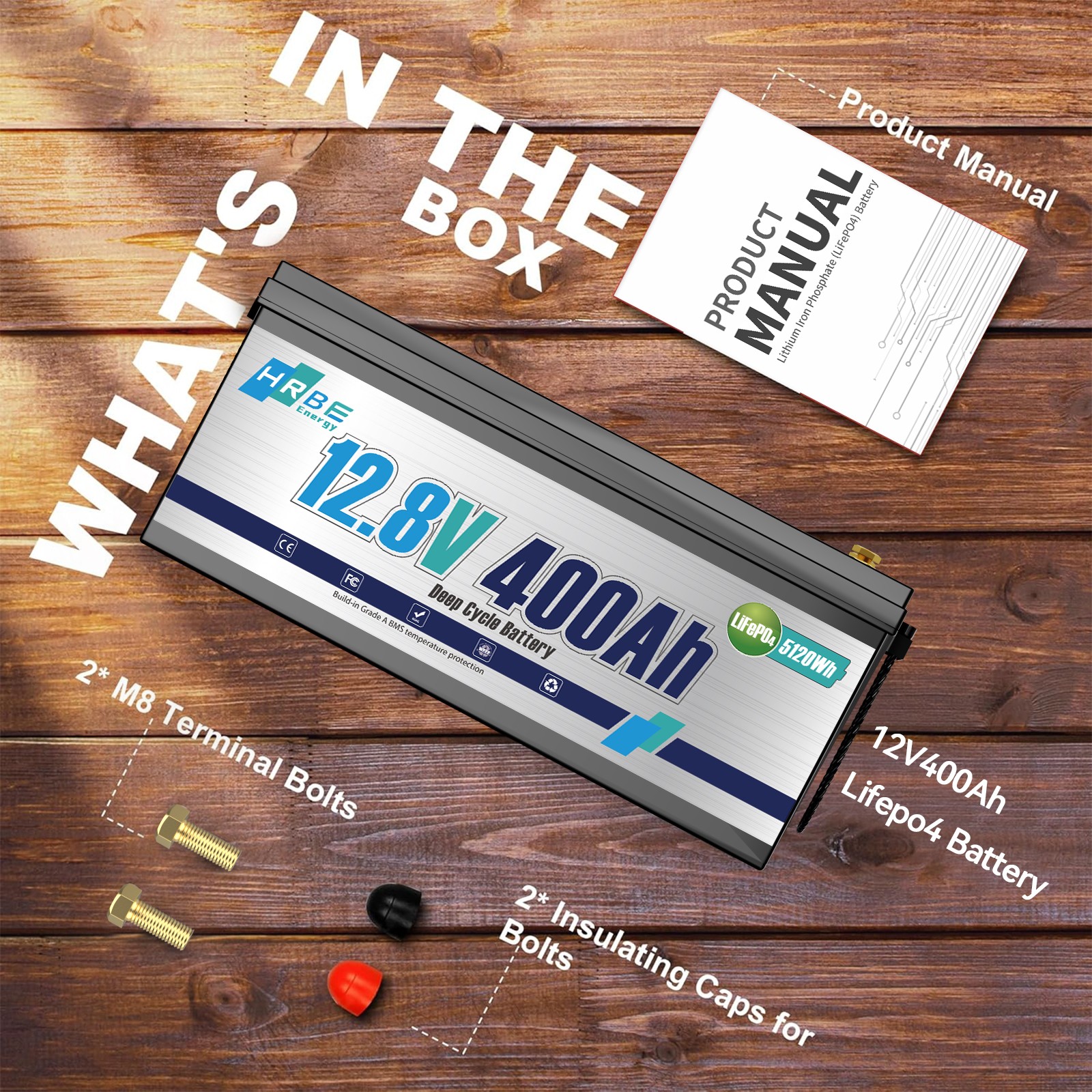 12V 400Ah LiFePO4 Lithium Battery 200A BMS 5.12kW 15000+Cycle Solar RV Off-grid