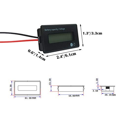 12V 24V 36V 48V Battery Meter, Voltage Indicator, Lead-Acid & Lithium Ion White