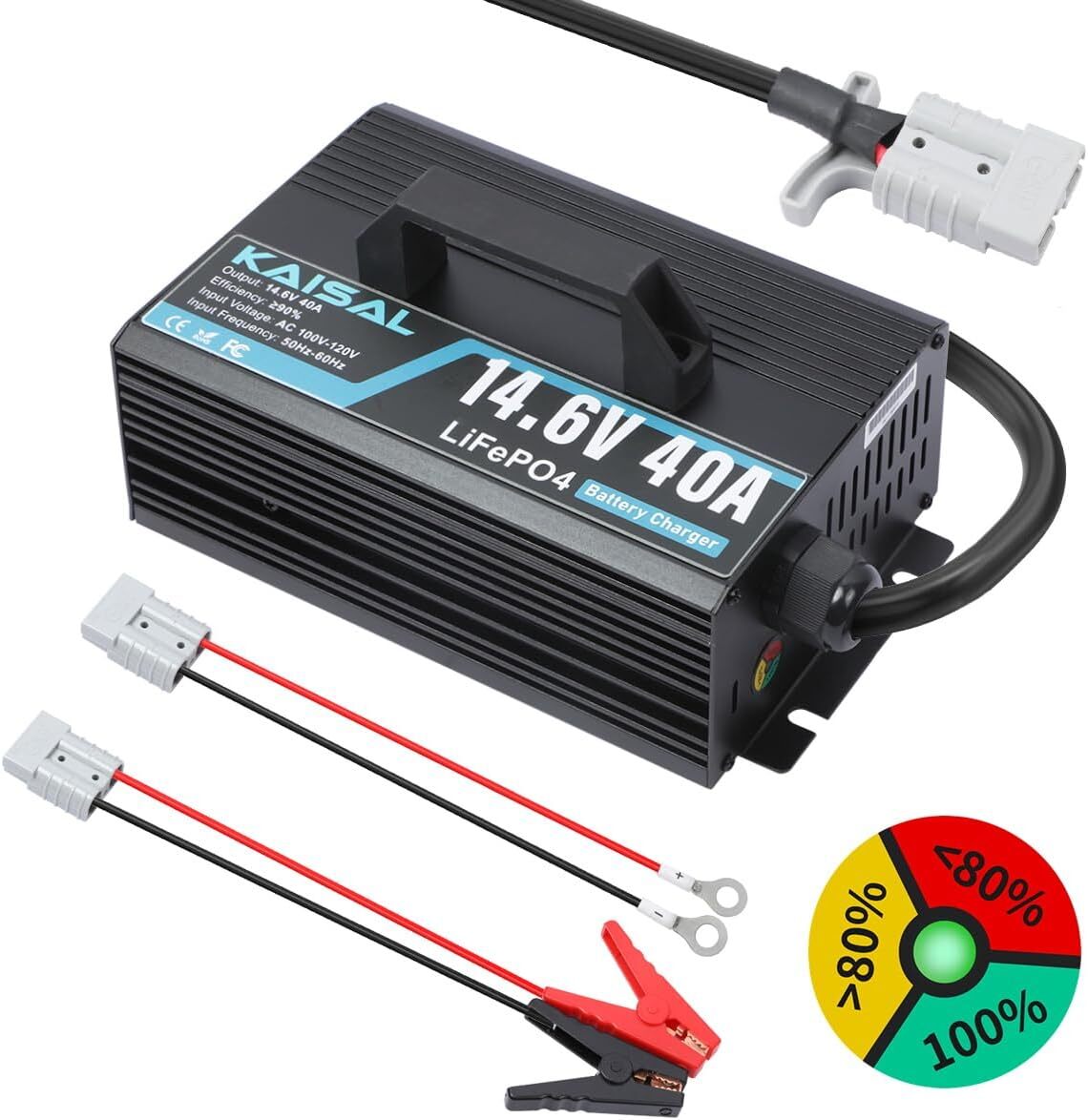 12V 40A Lithium Battery Charger LiFePO4 Battery Charger Fit For Solar, RV, Solar