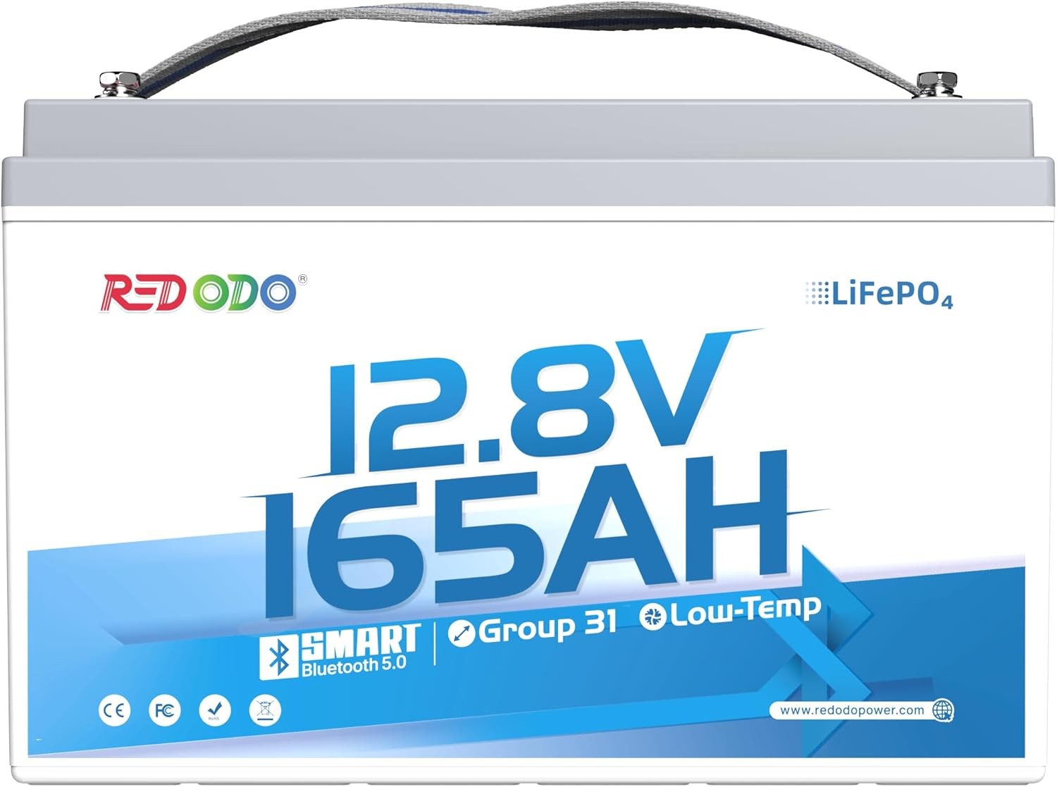 Redodo 12V 165Ah LiFePO4 Battery Bluetooth 165A Lithium Battery for RV, Marine