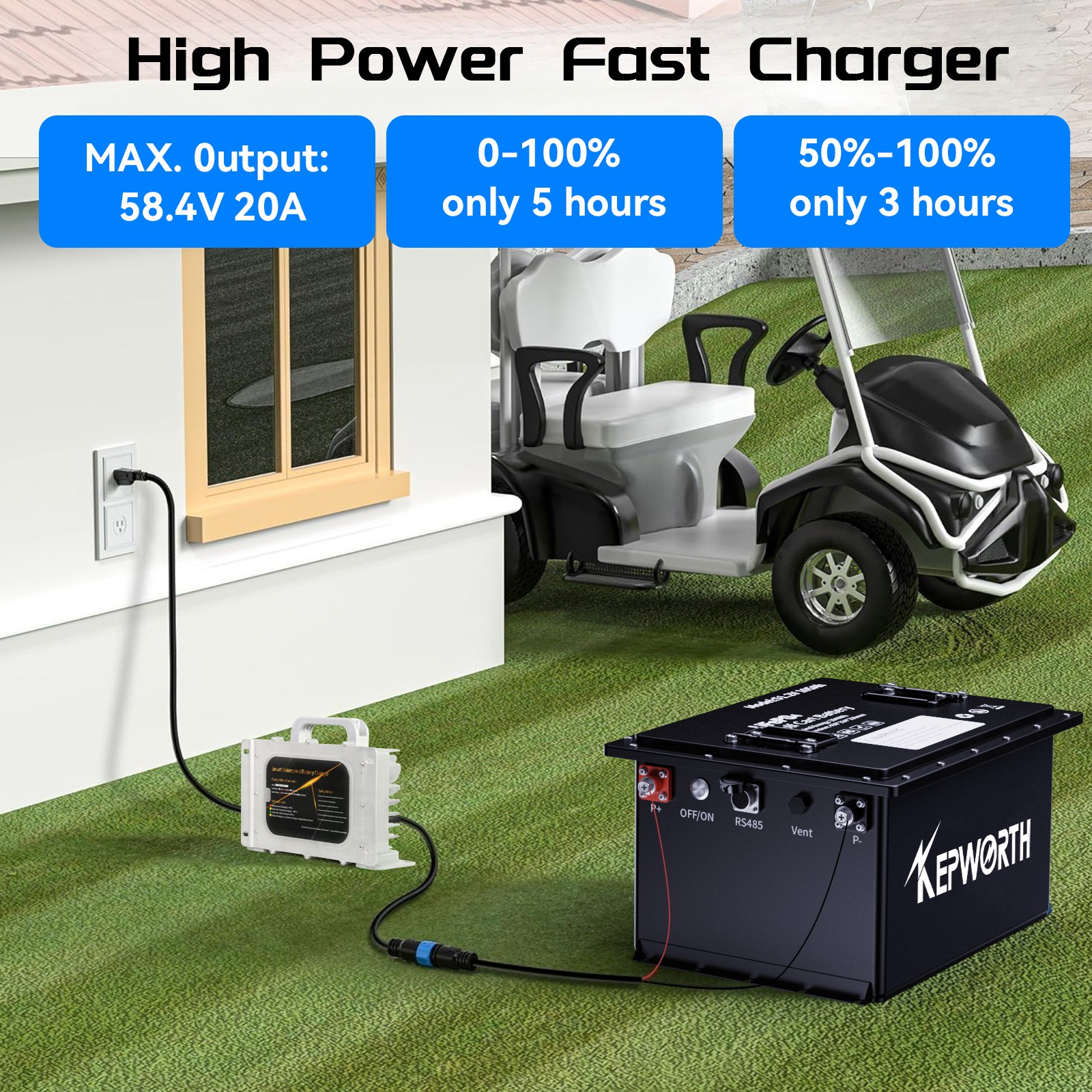 48V 105Ah Battery LiFePO4 Lithium Golf Cart 200A BMS 20000+Cycles +Monit+Charger