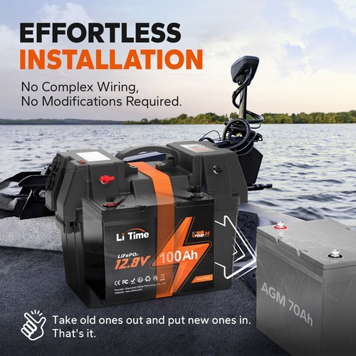 LiTime 12V 100Ah LiFePO4 Lithium Battery Series BMS for RV Solar Trolling Motor