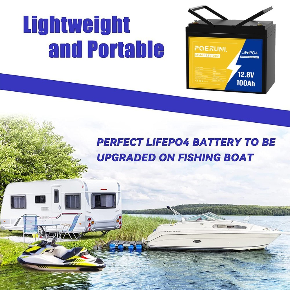 12.8V 100Ah LiFePO4 Battery 1280Wh 4000+Cycles Built-in 100A BMS For Off-Grid RV