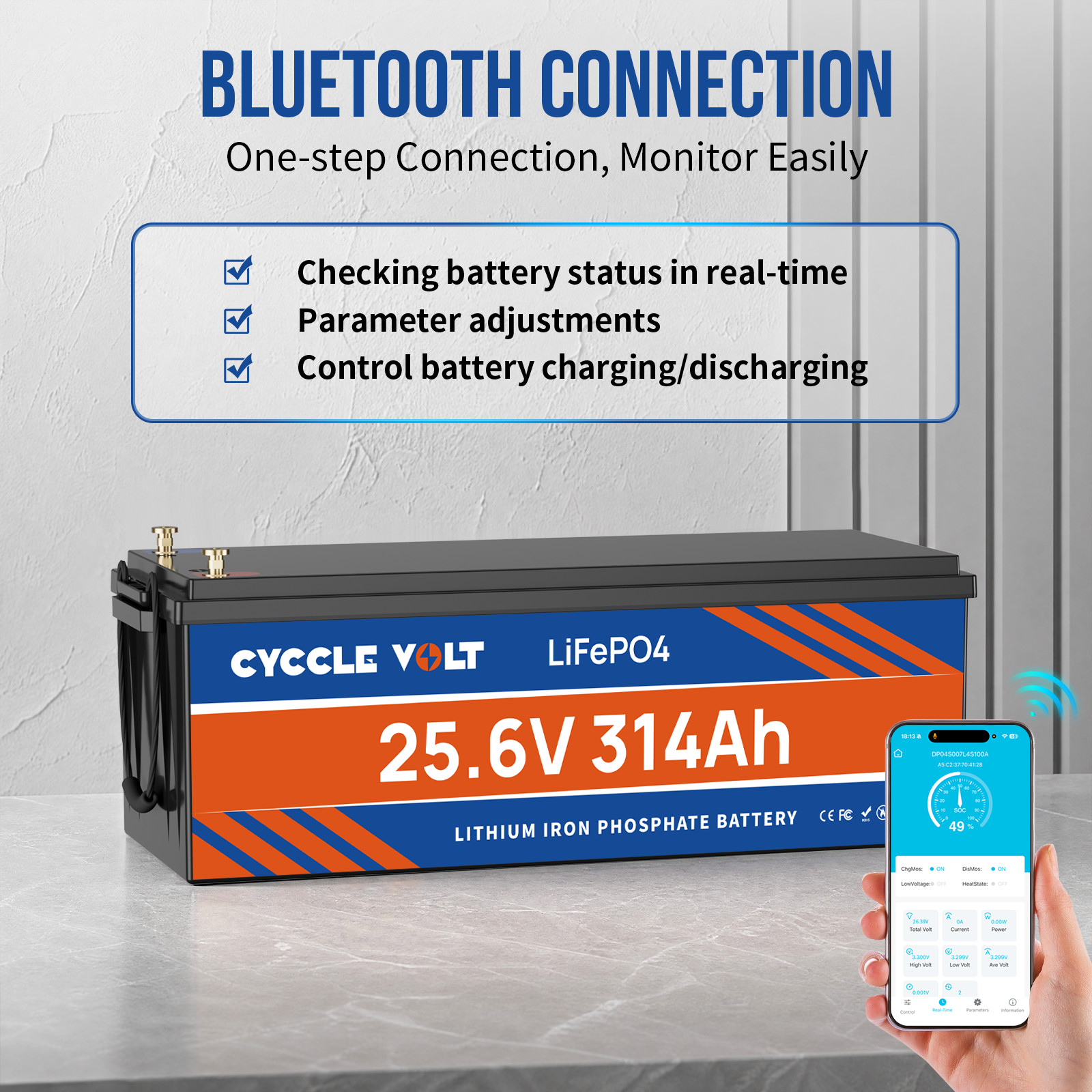 24V 314Ah LiFePO4 Battery 8kWh 200A BMS 15000+ Deep Cycle For RVs Solar Off-grid