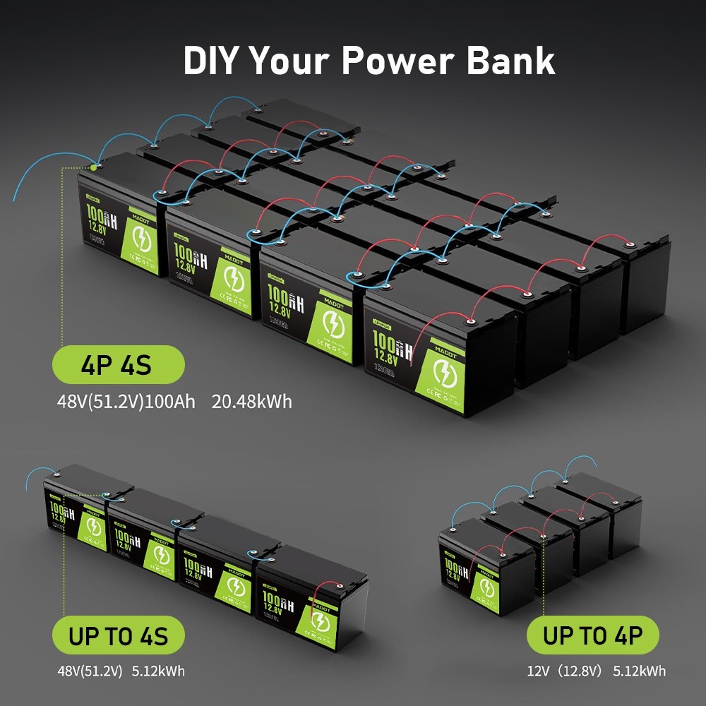 12V 100Ah 200Ah 300Ah LiFePO4 Lithium Battery BMS for RV Solar Trolling Motor