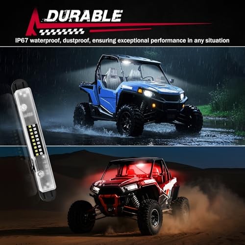 UTV Dome Light, Roll Bar Light Interior Dome Lights Battery Red and White