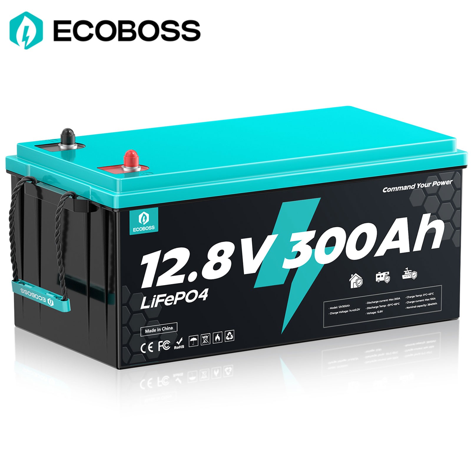 12V 300Ah LiFePO4 Lithium Battery 3840Wh 200A BMS For RVs Solar Boat Off-Grid