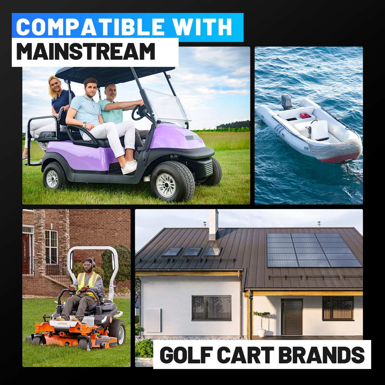 48V 100Ah LiFePO4 Lithium Battery 200A BMS 10240W for Trolling Motor Golf Cart